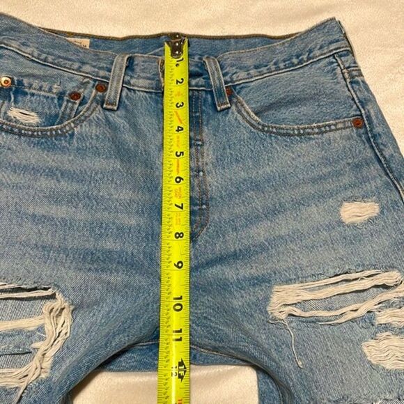 Levi’s Premium- 501 S High Rise Skinny Distressed Raw Hem Big E Jeans- Size 26 - Picture 6 of 16